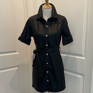 Blank NYC Black stretch faux leather snap front dress